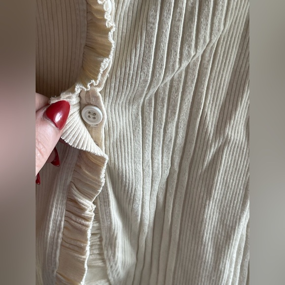 NWT MICHAEL LAUREN on Revolve Roberto Long Sleeve Ruffle Cardigan in Ivory - Picture 5 of 15